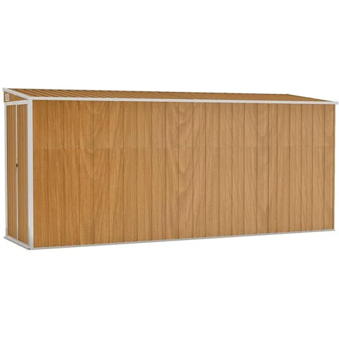 vidaXL Brown Galvanised Steel Wall-Mounted Garden Shed - 118 x 382 x 178cm