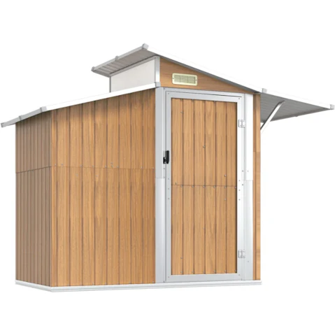 vidaXL Brown Galvanised Steel Garden Shed - 270 x 130 x 208.5cm