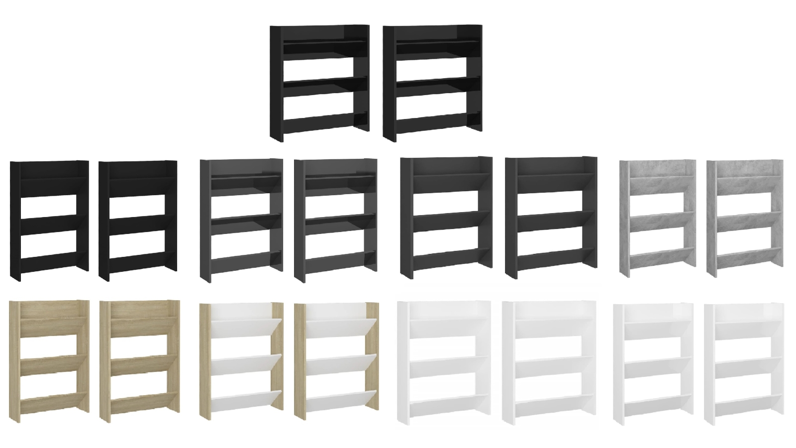 vidaXL 2 Piece Chipboard 60 x 18 x 90cm Wall Shoe Cabinet
