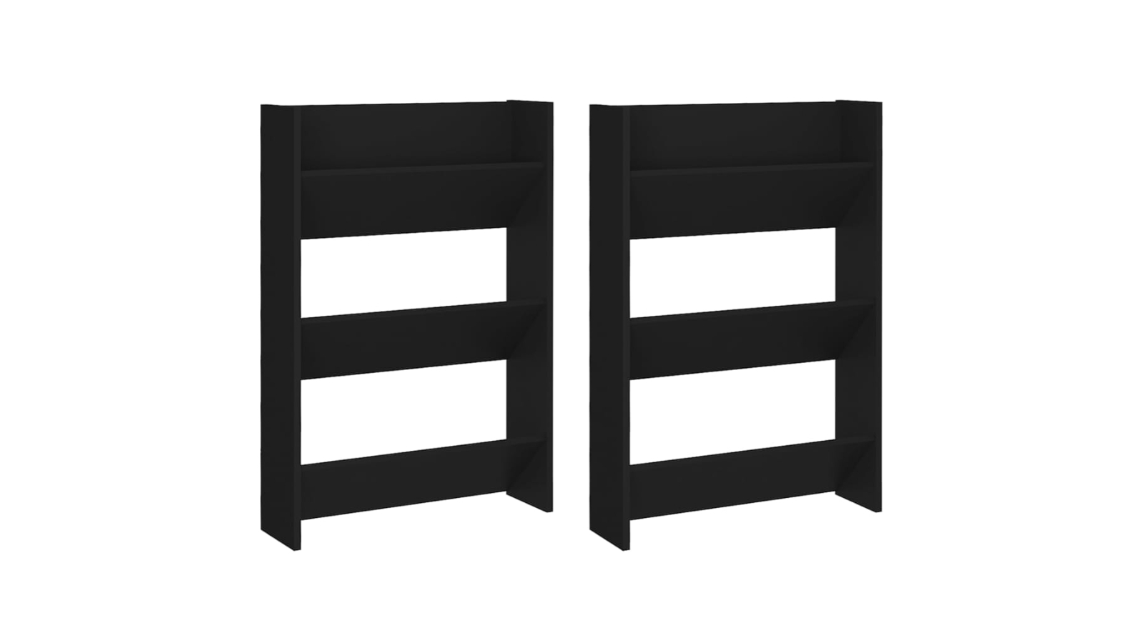 vidaXL Black 2 Piece Engineered Wood Shoe Wall Cabinet - 80 x 18 x 90cm