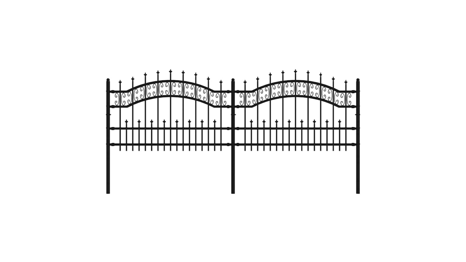 vidaXL Black Steel Garden Fence Kampen with Spear Top - 240 x 75cm