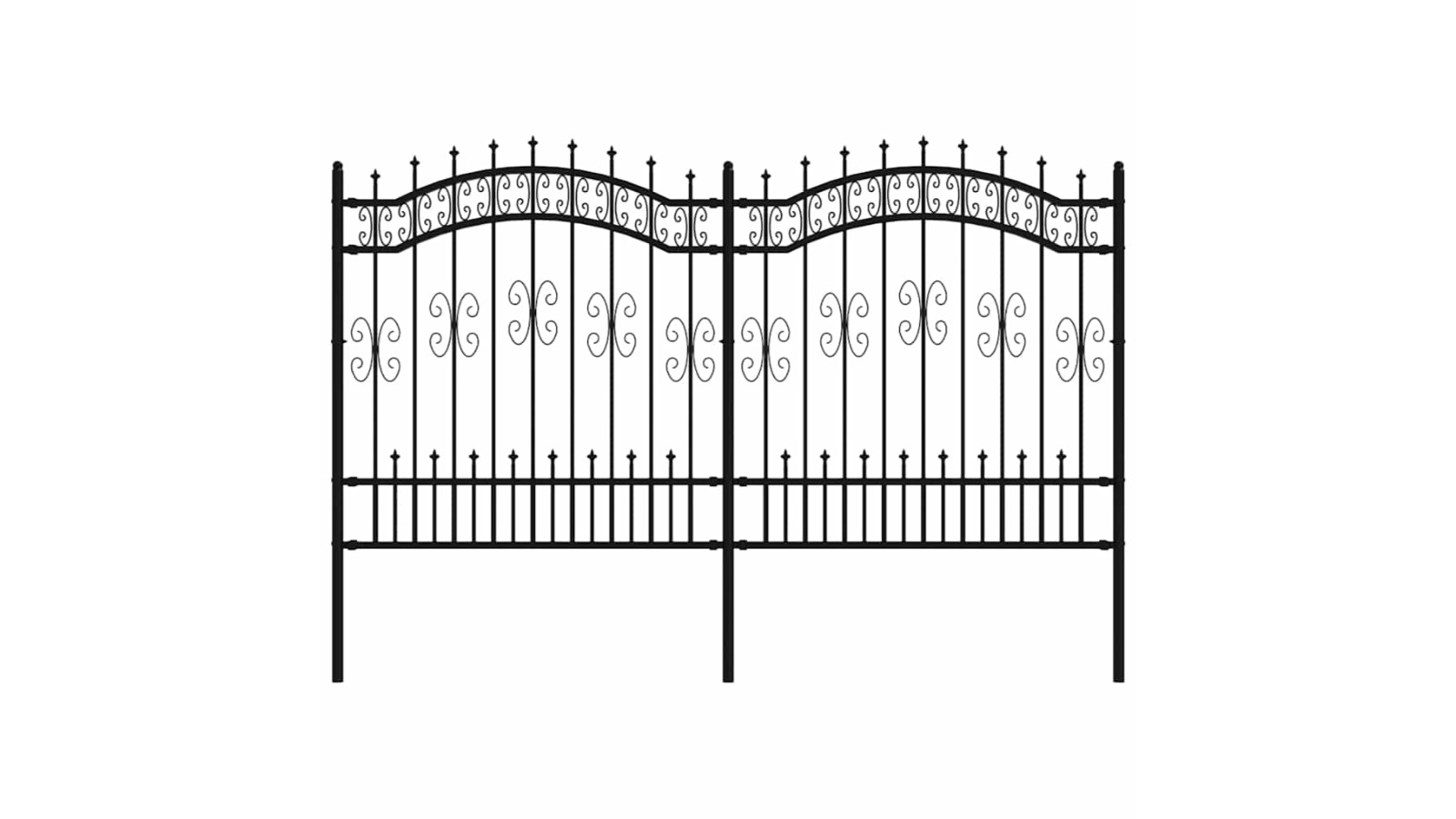 vidaXL Black Steel Garden Fence Kampen with Spear Top - 240 x 125cm