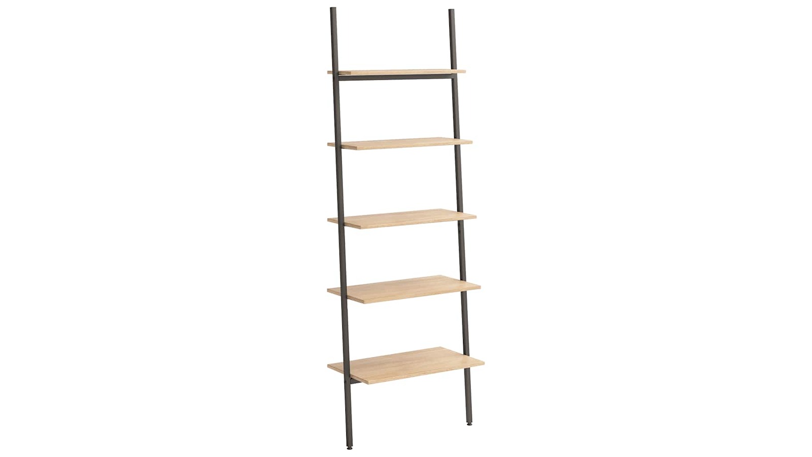 vidaXL 5-Tier Light Brown/Black 64 x 34 x 185.5cm Leaning Shelf