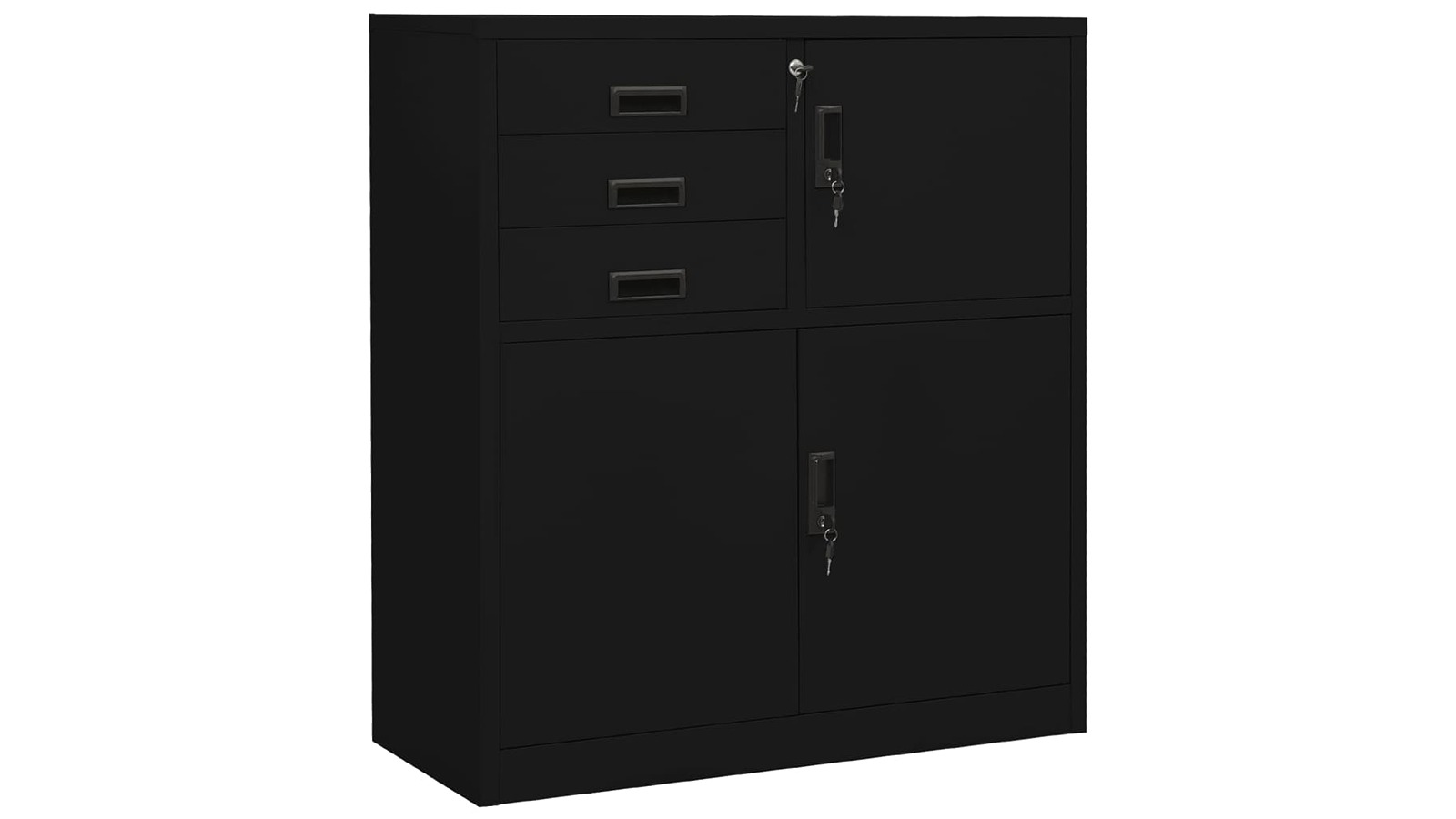 vidaXL Steel 90 x 40 x 102cm Office Cabinet - Black
