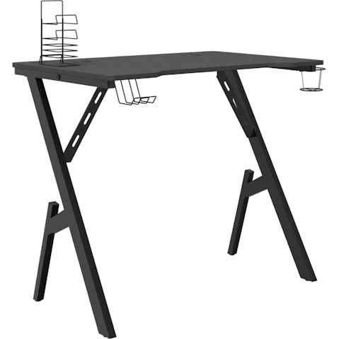 vidaXL Black 90 x 60 x 75cm Gaming Desk with Y-Shape Leg