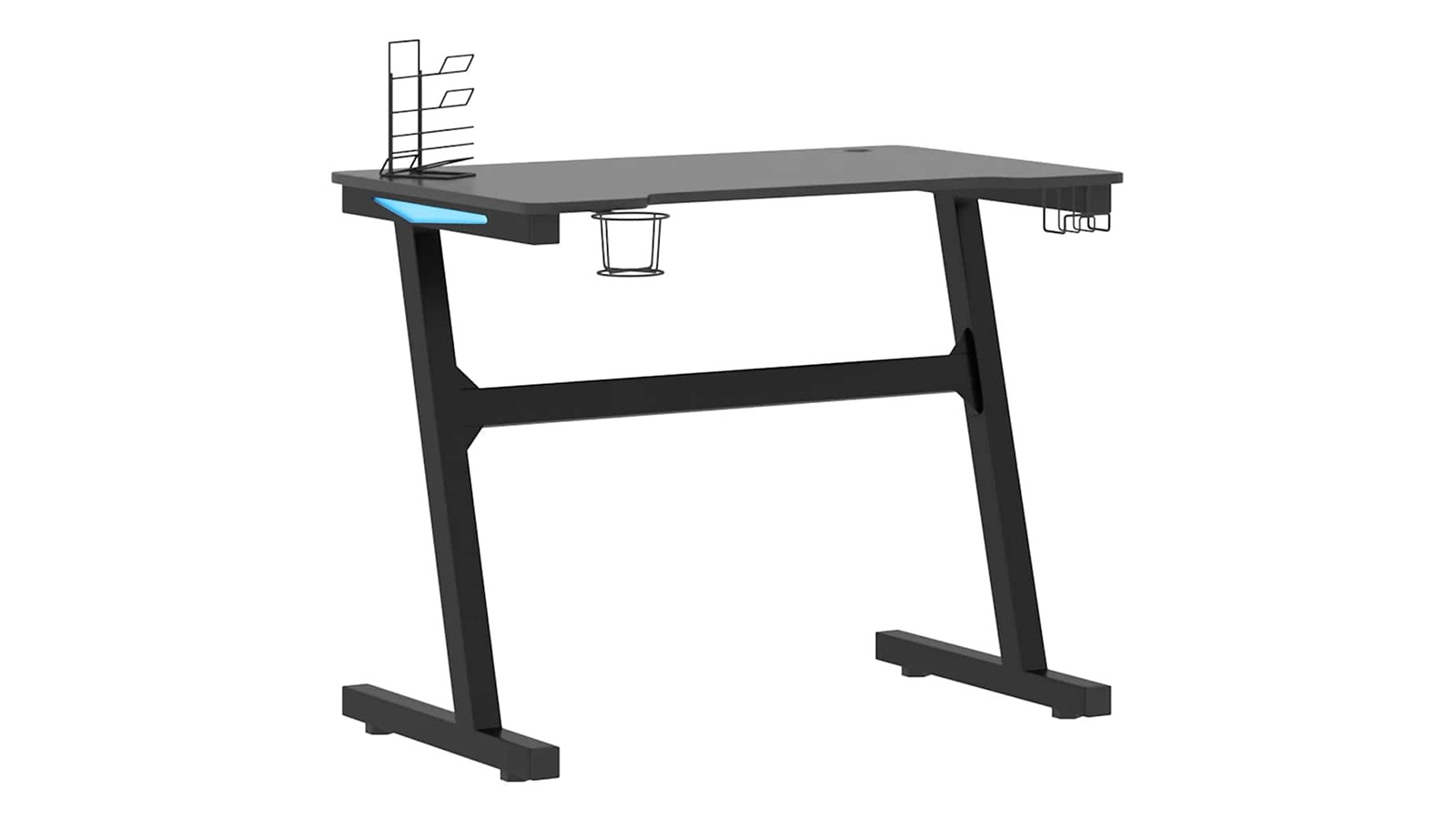 vidaXL Black 90 x 60 x 75cm LED Gaming Desk with Z-Shaped Legs
