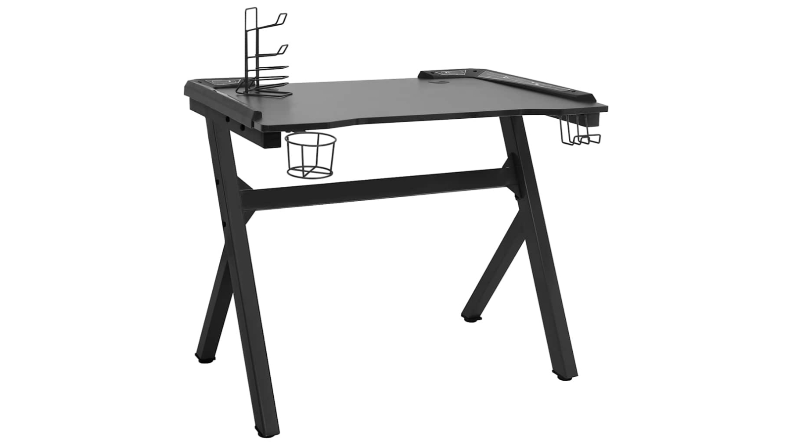 vidaXL Black 90 x 60 x 75cm LED Gaming Desk with Y-Shape