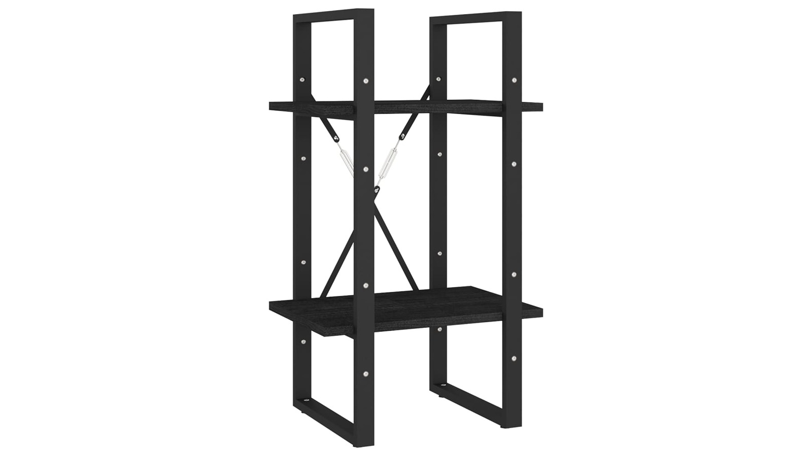 vidaXL 2-Tier Black Solid Pine Wood 40 x 30 x 70cm Book Cabinet