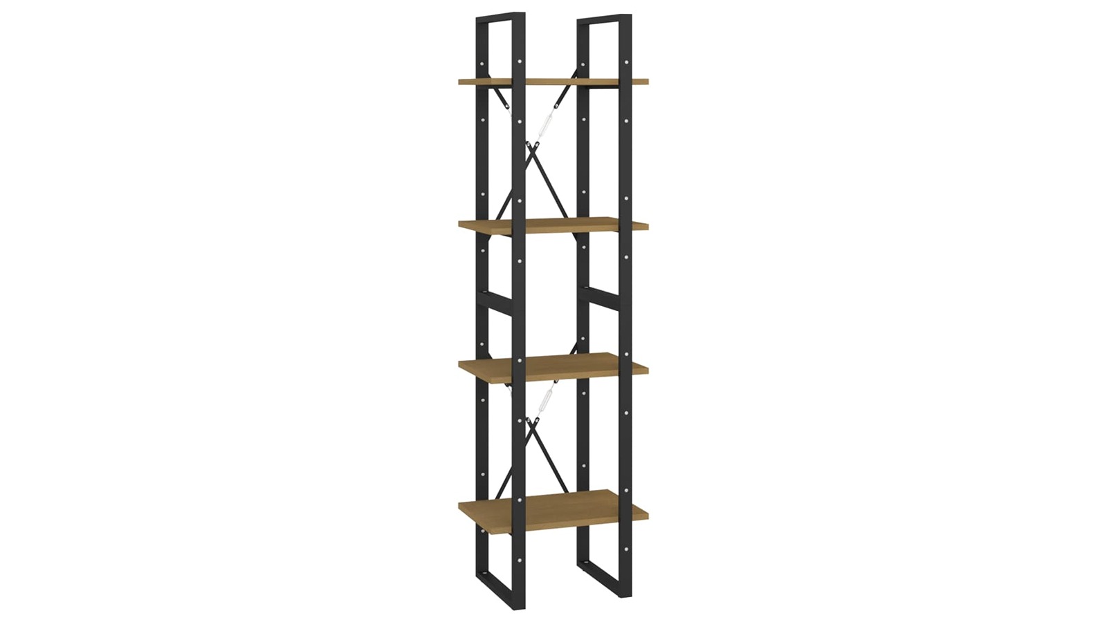 vidaXL 4-Tier Natural Pine Solid Pine Wood Book Cabinet - 40 x 30 x 140cm