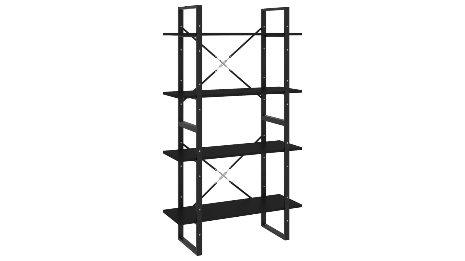 vidaXL 4-Tier Black 80 x 30 x 140cm Engineered Wood Book Cabinet