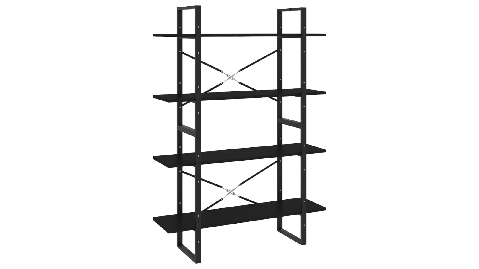  vidaXL 4-Tier Black Engineered Wood 100 x 30 x 140cm Book Cabinet 