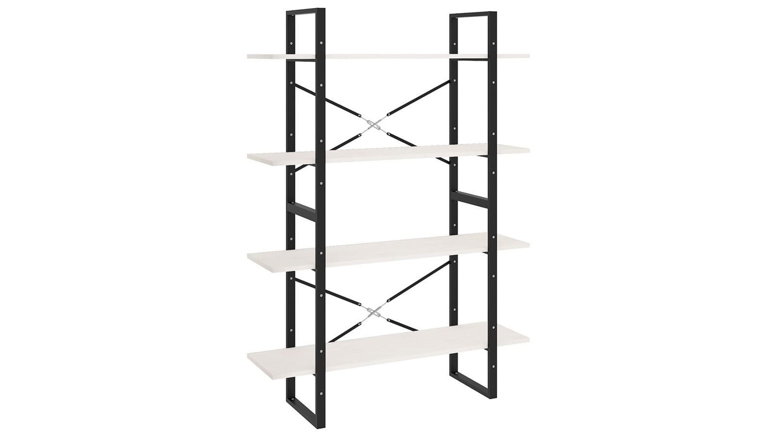 vidaXL 4-Tier White Solid Pine Wood 100 x 30 x 140cm Book Cabinet