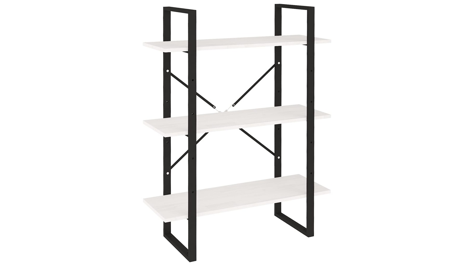 vidaXL 3-Tier White Solid Pine Wood 80 x 30 x 105cm Book Cabinet