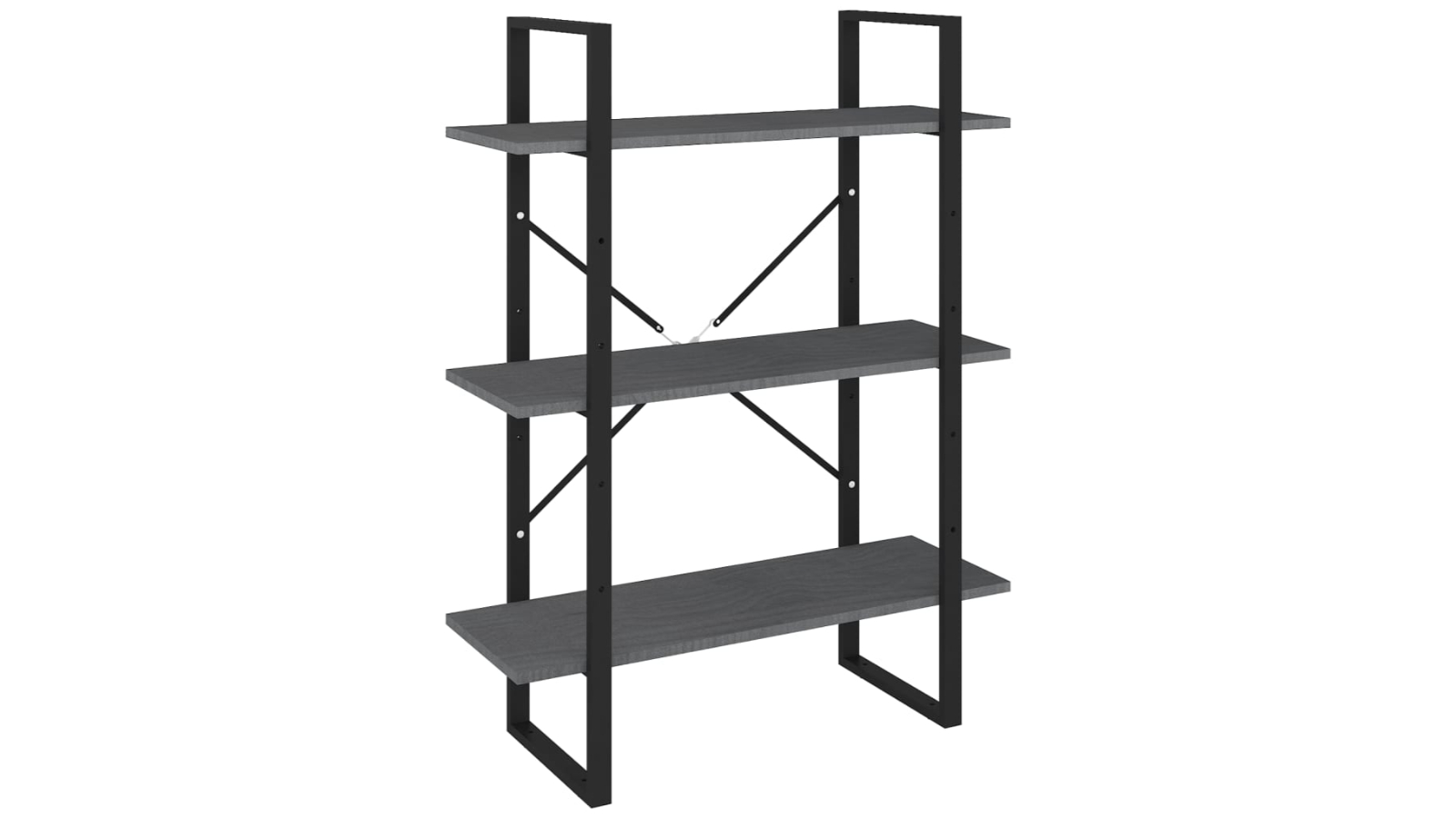 vidaXL 3-Tier Grey Solid Pine Wood 80 x 30 x 105cm Book Cabinet
