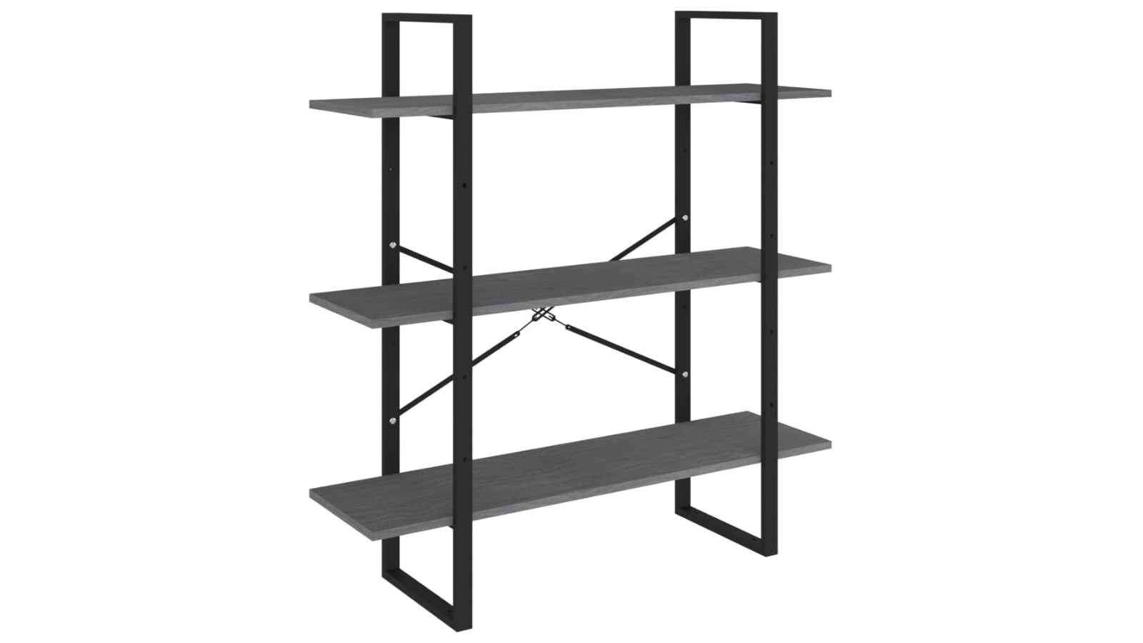 vidaXL 3-Tier Grey 100 x 30 x 105cm Solid Pinewood Book Cabinet