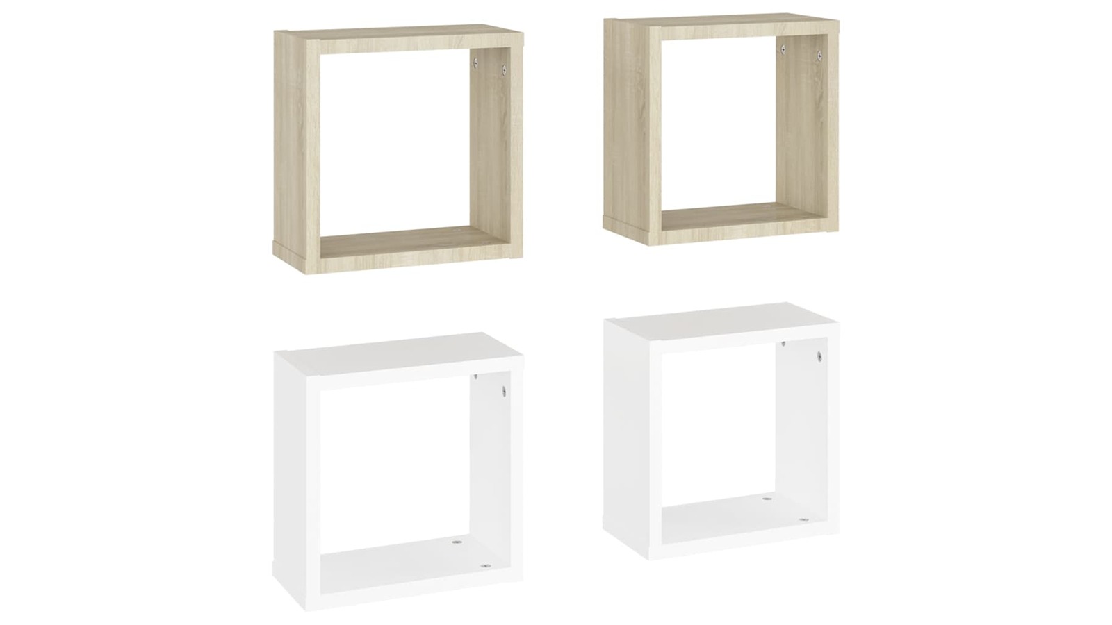 vidaXL 4 Piece White/Sonoma Oak 30 x 15 x 30cm Wall Cube Shelves