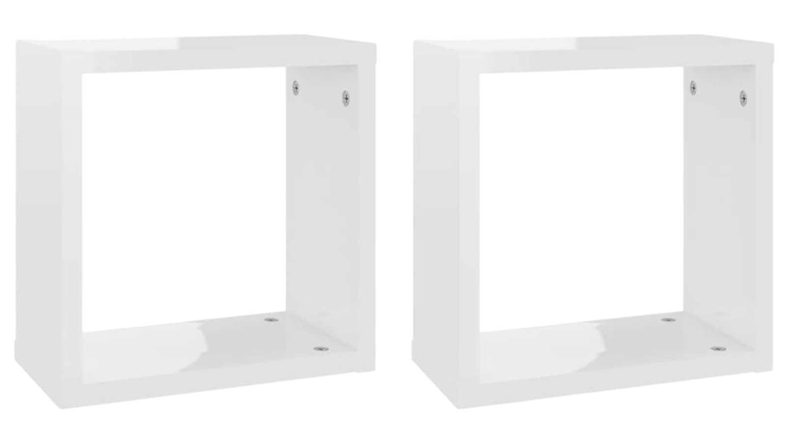 vidaXL 2 Piece High Gloss White 30 x 15 x 30cm Wall Cube Shelves