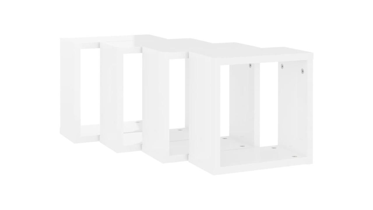 vidaXL 4 Piece High Gloss White Wall Cube Shelves - 30 x 15 x 30cm