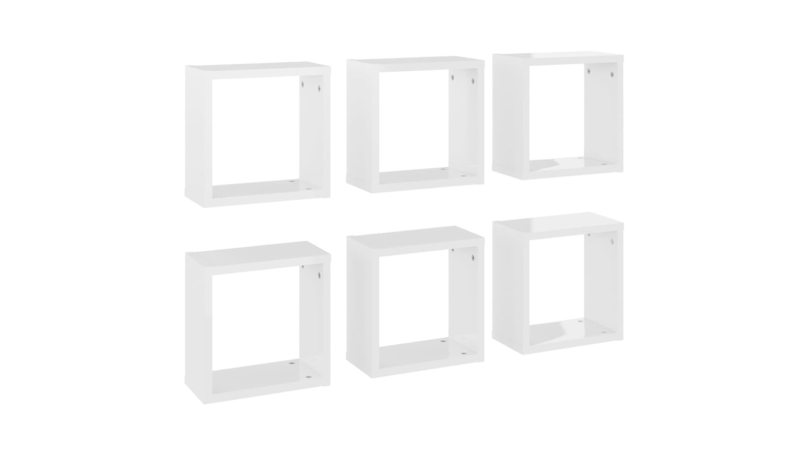 vidaXL 6 Piece High Gloss White Wall Cube Shelve - 30 x 15 x 30cm