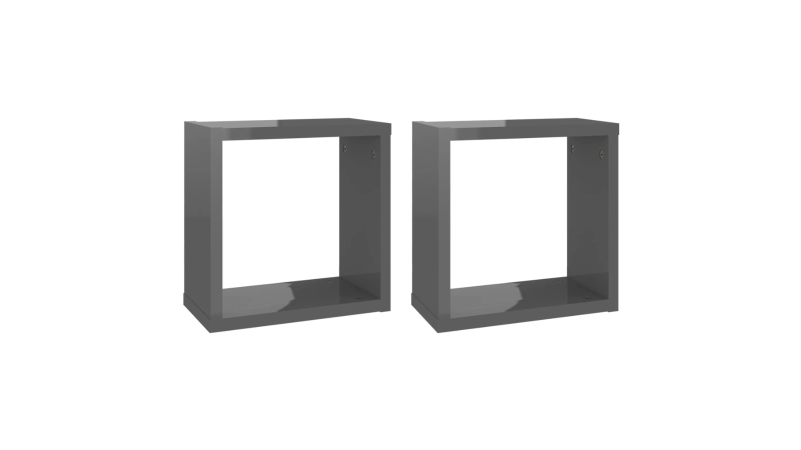 vidaXL 2 Piece High Gloss Grey 30 x 15 x 30cm Wall Cube Shelves