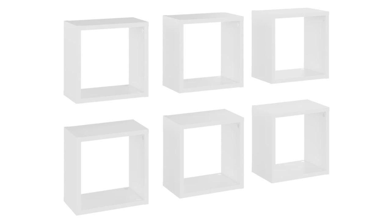 vidaXL 6 Piece White 26 x 15 x 26cm Wall Cube Shelves