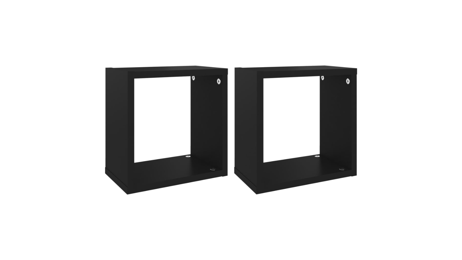 vidaXL 2 Piece Black 26 x 15 x 26cm Wall Cube Shelves