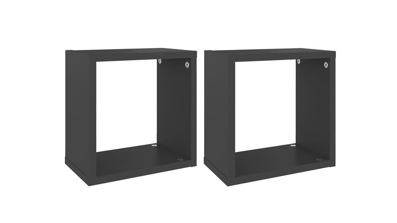vidaXL 2 Piece Grey Wall Cube Shelve - 26 x 15 x 26cm