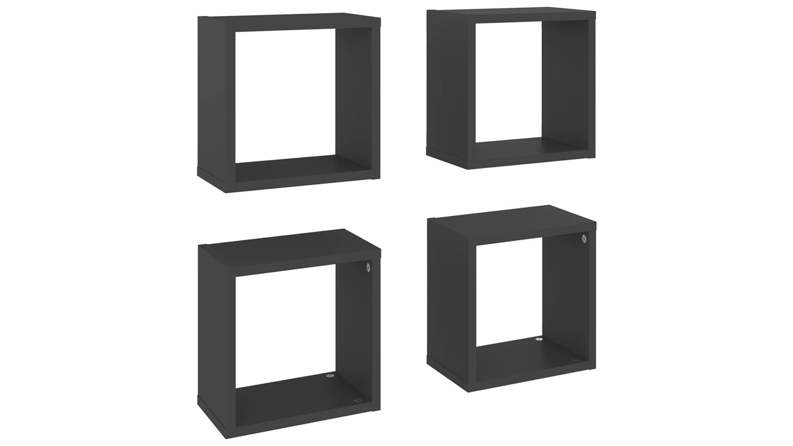 vidaXL 4 Piece Grey Wall Cube Shelve - 26 x 15 x 26cm
