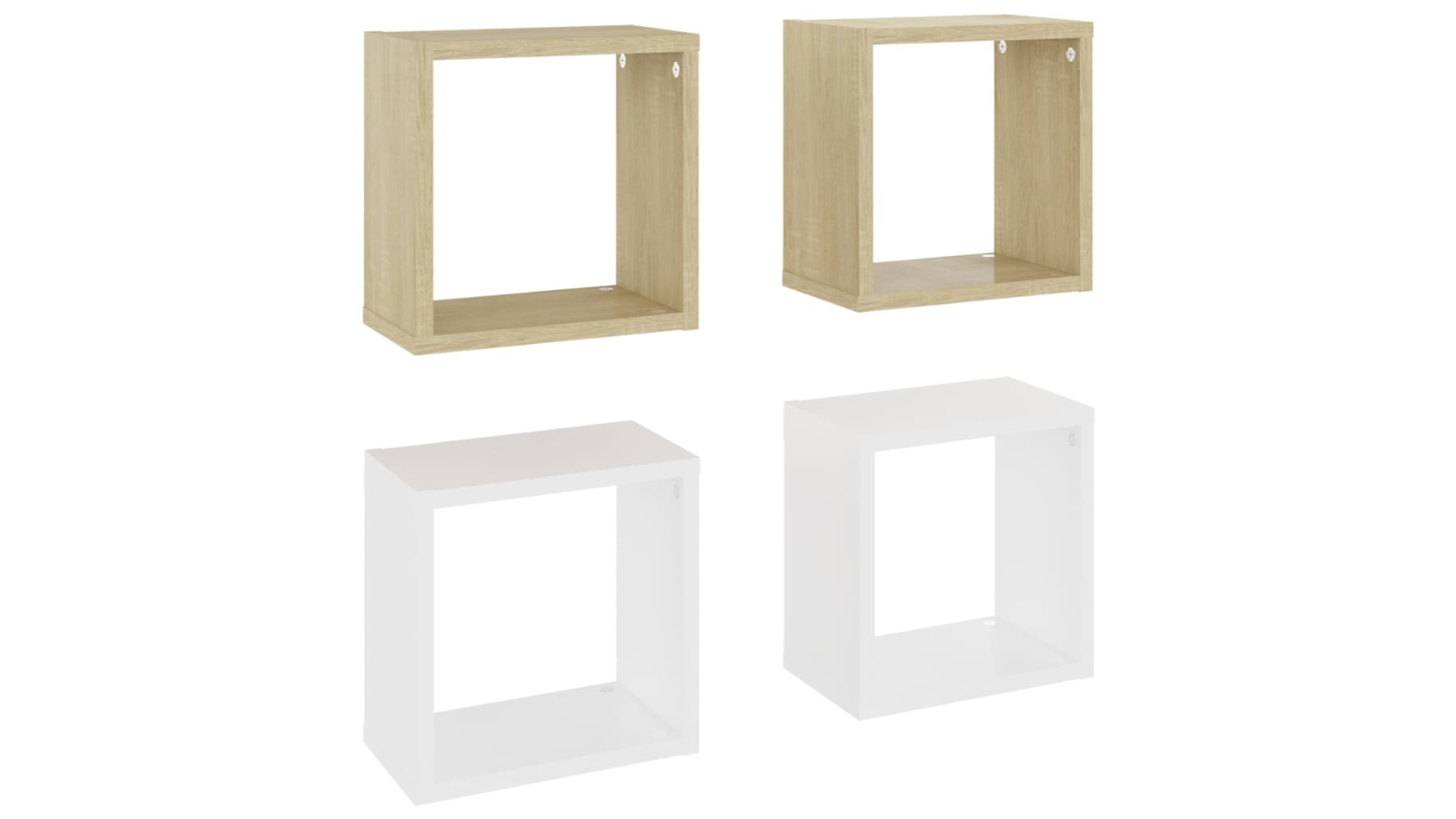 vidaXL 4 Piece White/Sonoma Oak 26 x 15 x 26cm Wall Cube Shelve