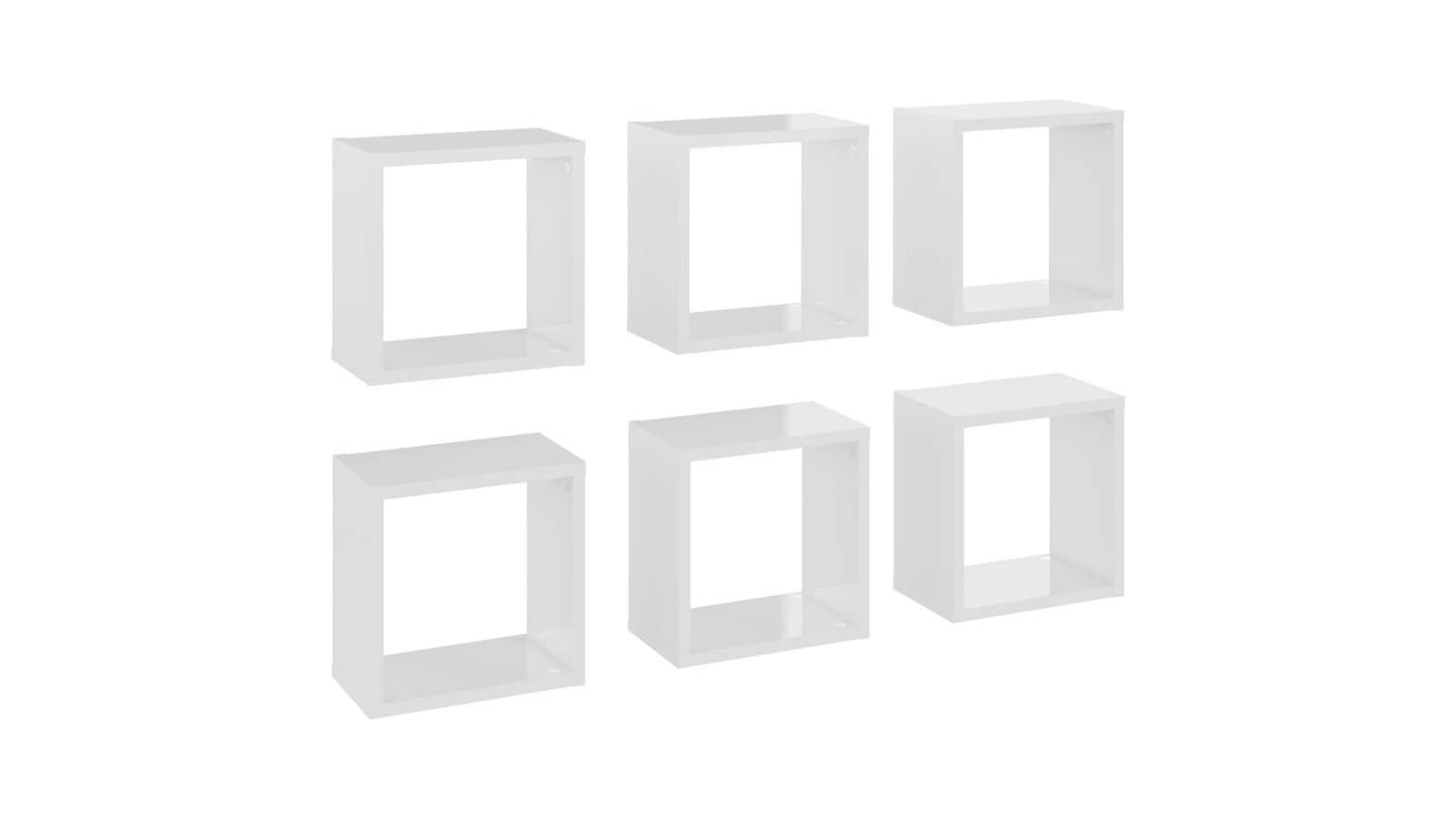 vidaXL 6 Piece High Gloss White 26 x 15 x 26cm Wall Cube Shelve