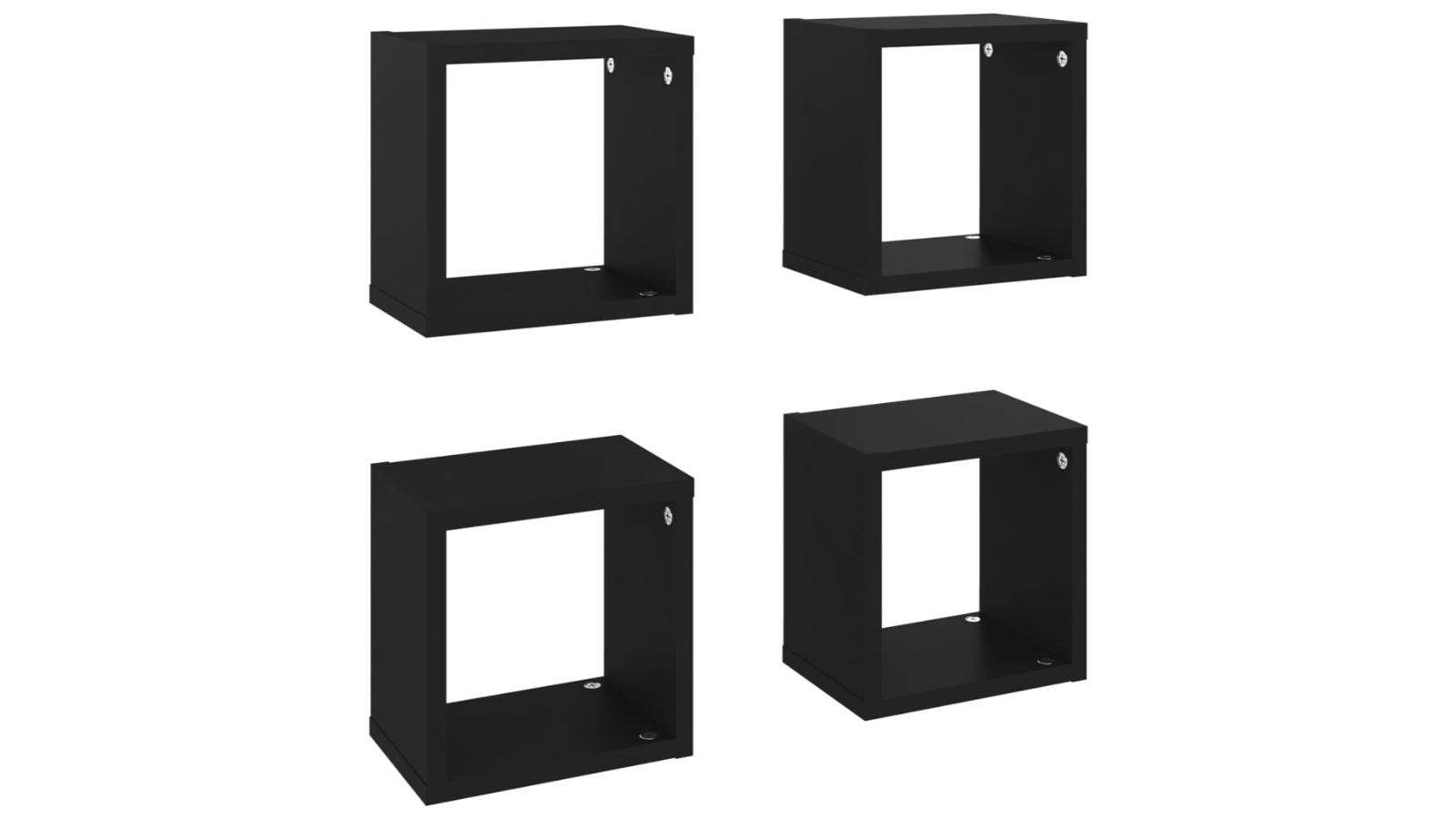 vidaXL 4 Piece Black 22 x 15 x 22cm Wall Cube Shelves