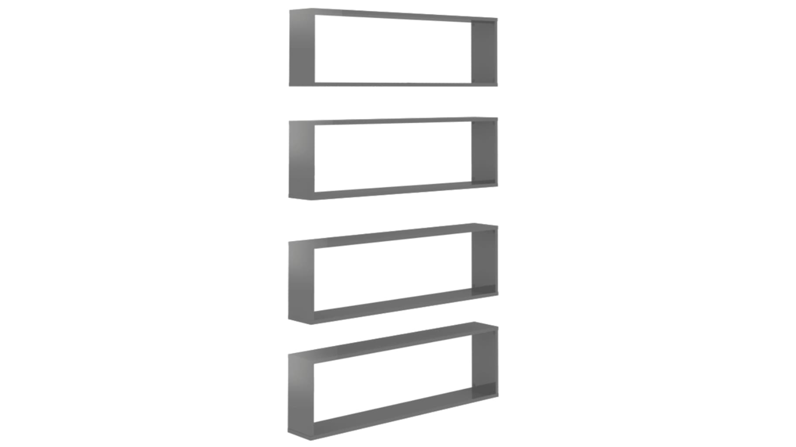 vidaXL 4 Piece High Gloss Grey Engineered Wood 100 x 15 x 30cm Wall Cube Shelves