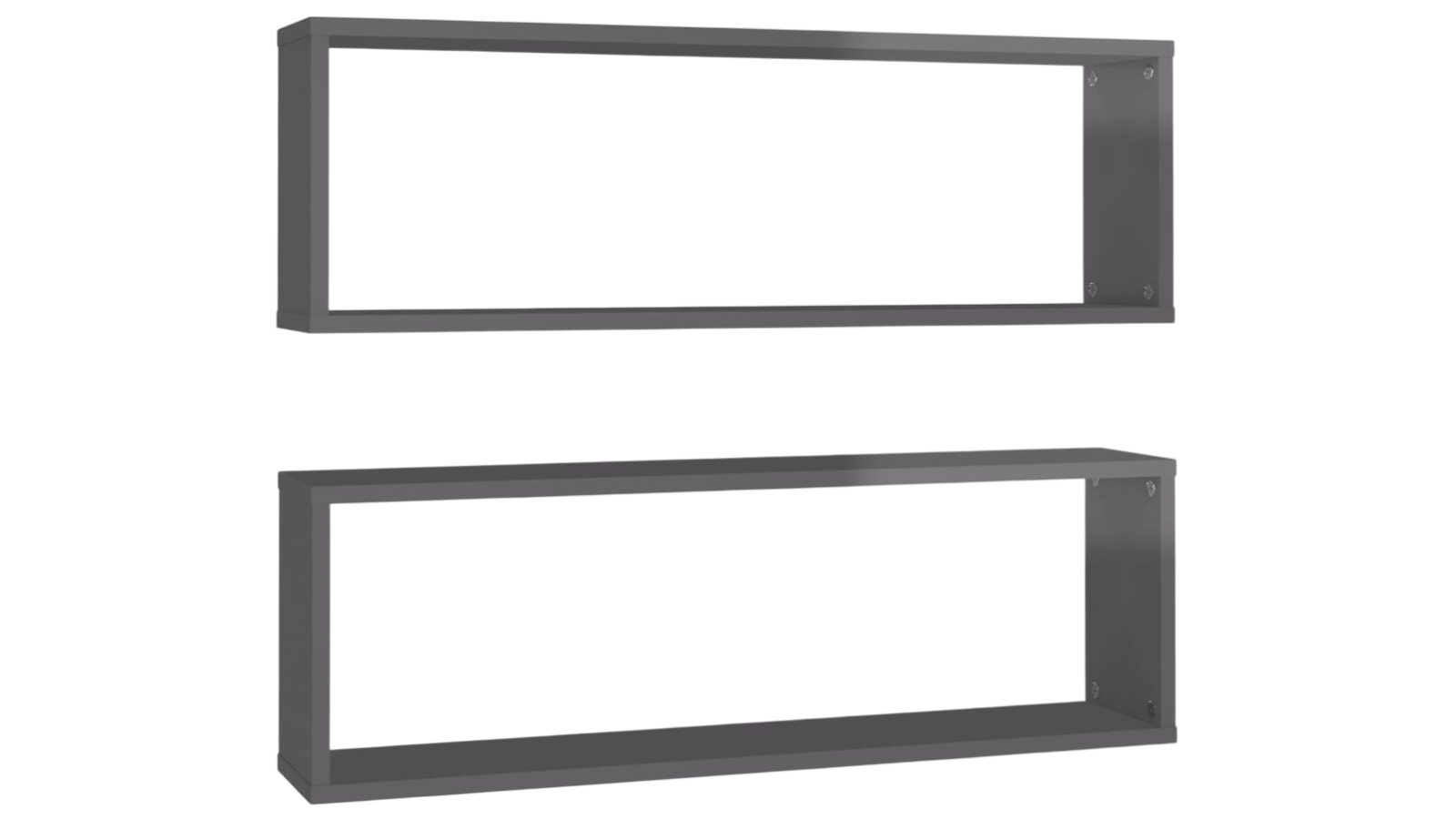 vidaXL 2 Piece High Gloss Grey Engineered Wood 80 x 15 x 26.5cm Wall Cube Shelves