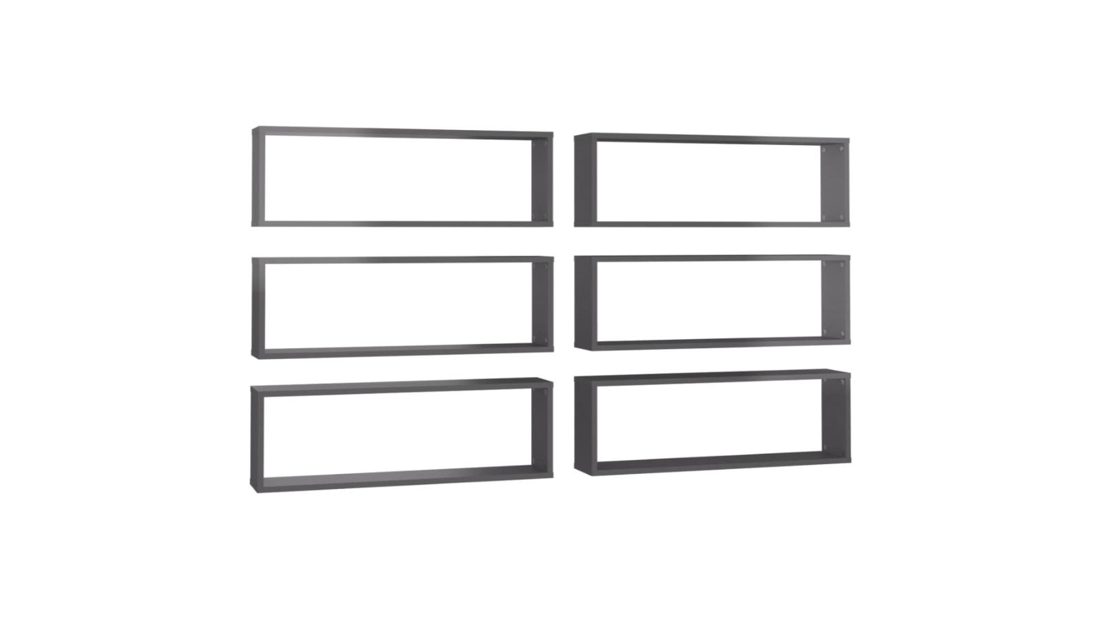 vidaXL 6 Piece High Gloss Grey Engineered Wood 80 x 15 x 26.5cm Wall Cube Shelves