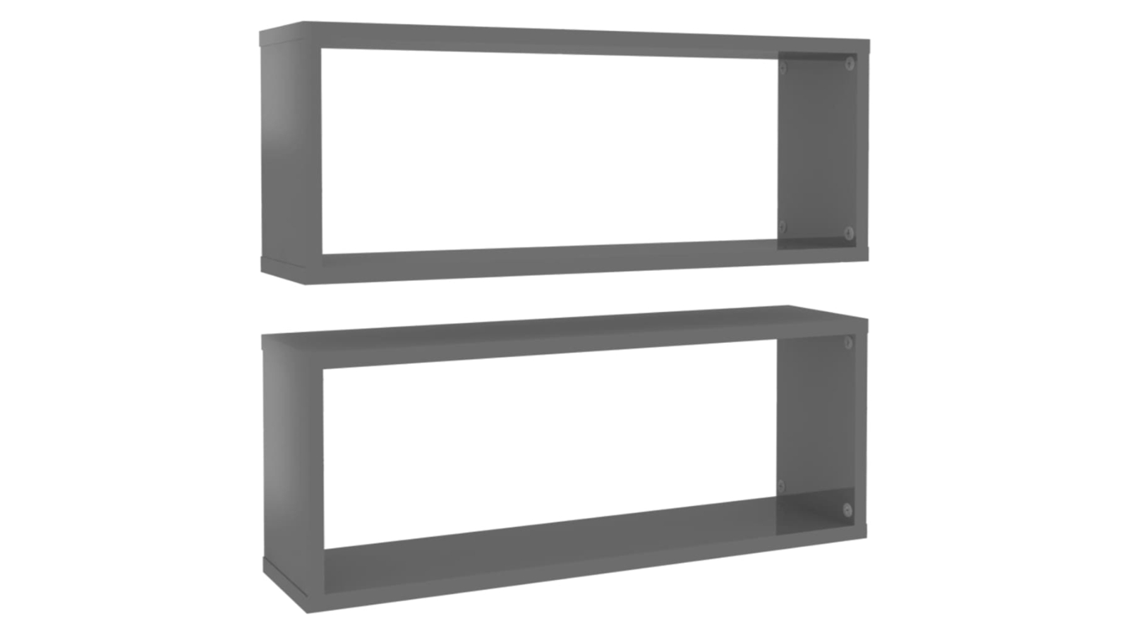 vidaXL 2 Piece High Gloss Grey Engineered Wood 60 x 15 x 23cm Wall Cube Shelves