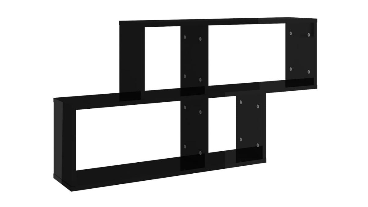 vidaXL High Gloss Black Engineered Wood 100 x 18 x 53cm Wall Shelf