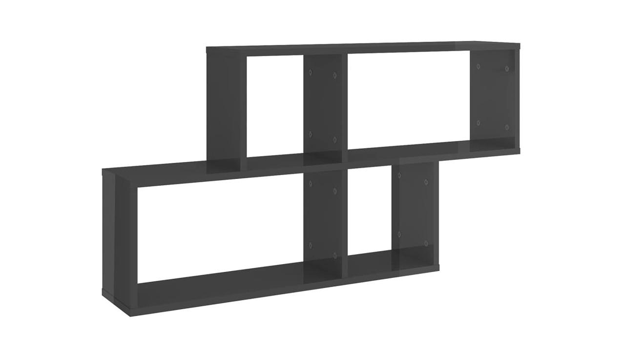 vidaXL Engineered Wood 100 x 18 x 53cm Wall Shelf - High Gloss Grey