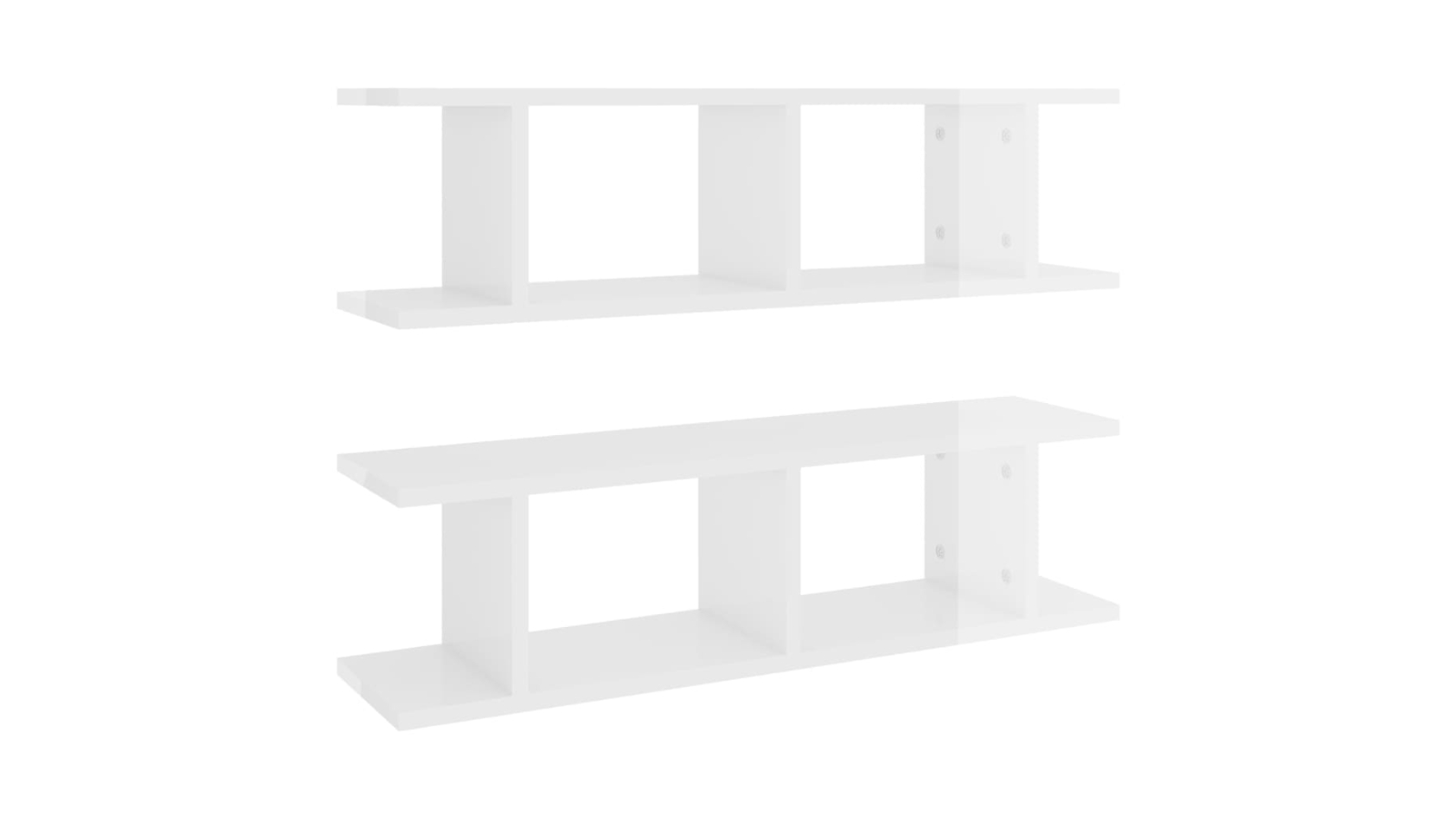 vidaXL 2 Piece High Gloss White Engineered Wood 75 x 18 x 20cm Wall Shelves