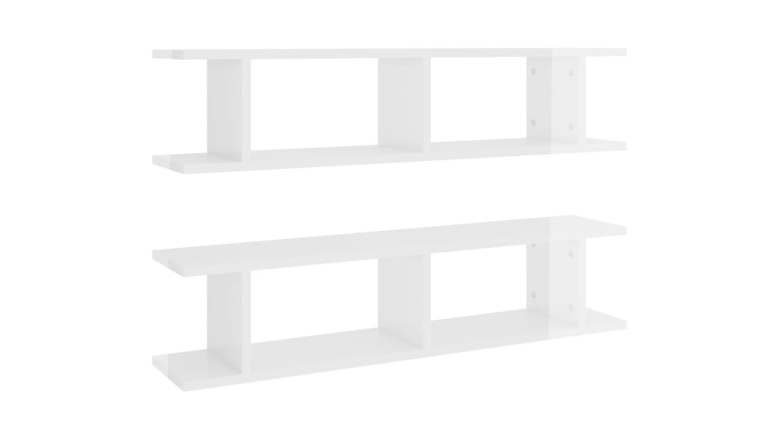 vidaXL 2 Piece High Gloss White Engineered Wood 90 x 18 x 20cm Wall Shelves