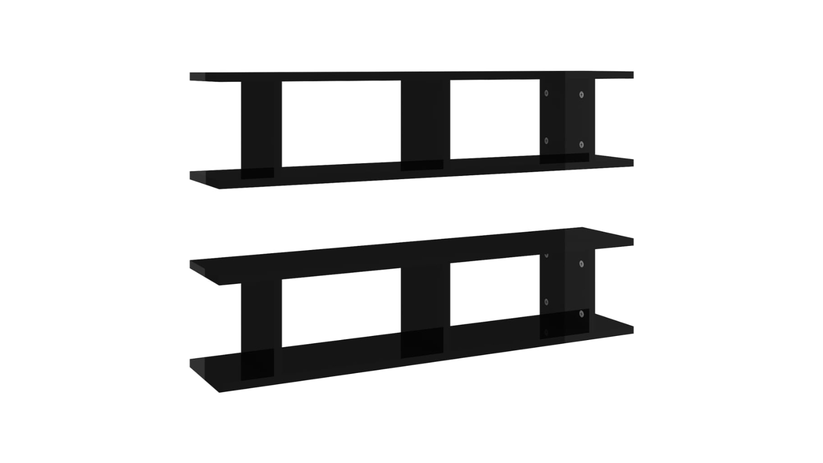 vidaXL 2 Piece High Gloss Black Engineered Wood 90 x 18 x 20cm Wall Shelves