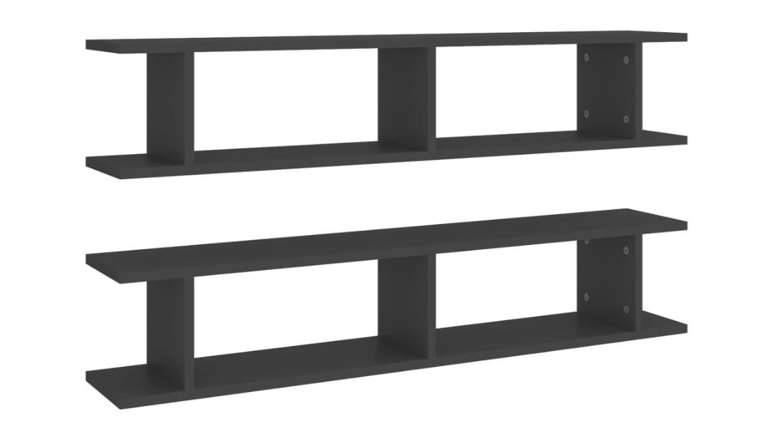 vidaXL 2 Piece Grey Engineered Wood 105 x 18 x 20cm Wall Shelves