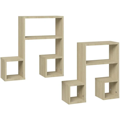 vidaXL 2 Piece Engineered Wood 50 x 15 x 50cm Wall Shelve - Sonoma Oak