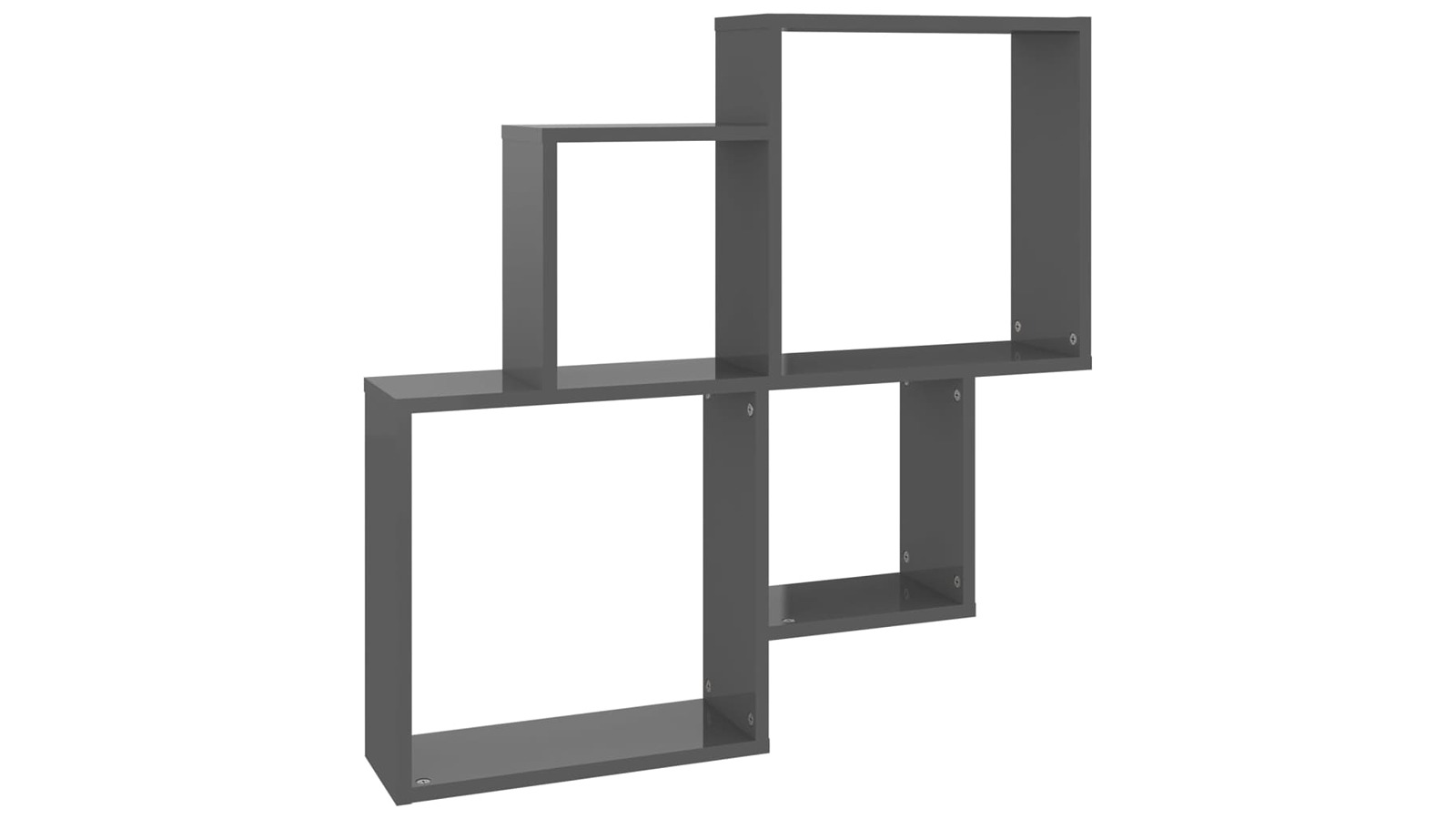 vidaXL High Gloss Grey Engineered Wood 80 x 15 x 78.5cm Wall Cube Shelf