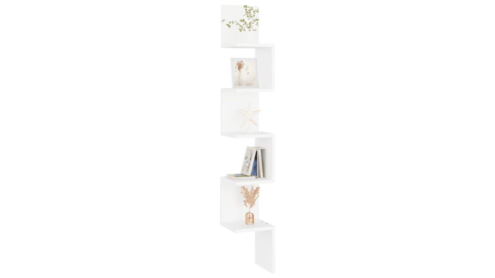 vidaXL White Engineered Wood 20 x 20 x 127.5cm Wall Corner Shelf