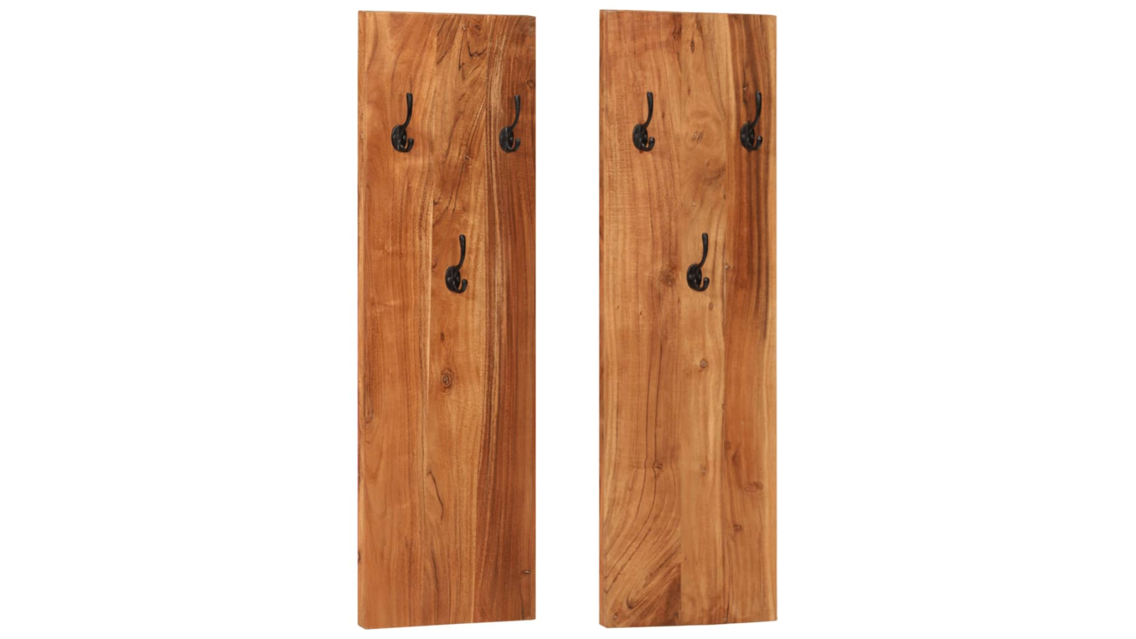 vidaXL 2 Piece Solid Acacia Wood Wall Mounted Coat Racks - 36 x 3 x 110cm