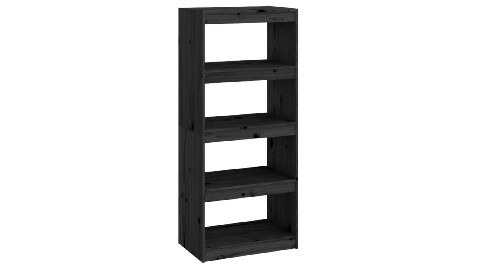 vidaXL Black Solid Pine Wood 60 x 30 x 135.5cm Book Cabinet/Room Divider