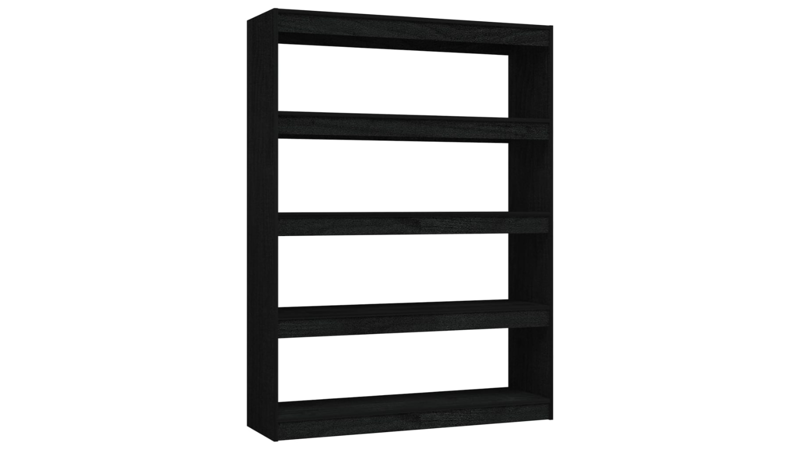 vidaXL Black 100 x 30 x 135.5cm Solid Pinewood Book Cabinet/Room Divider