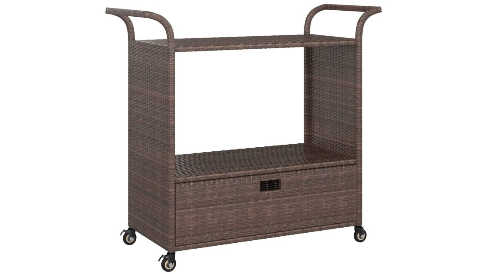 vidaXL 100x45x97cm Poly Rattan Bar Cart with Drawer - Brown 
