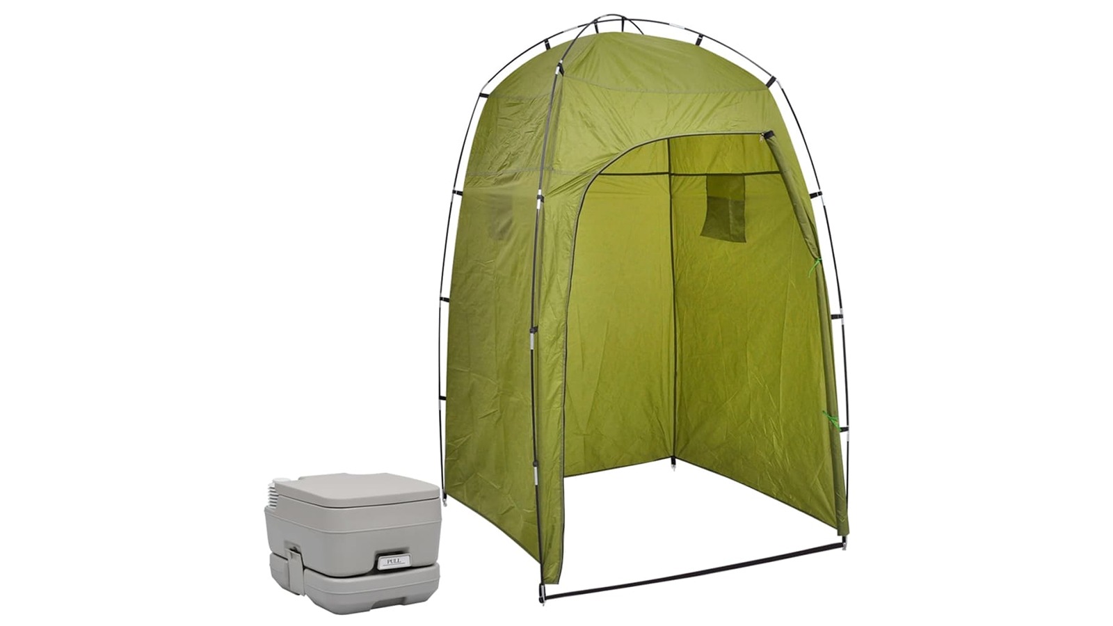 vidaXL 10 + 10 Litre Portable Camping Toilet with Tent - Green