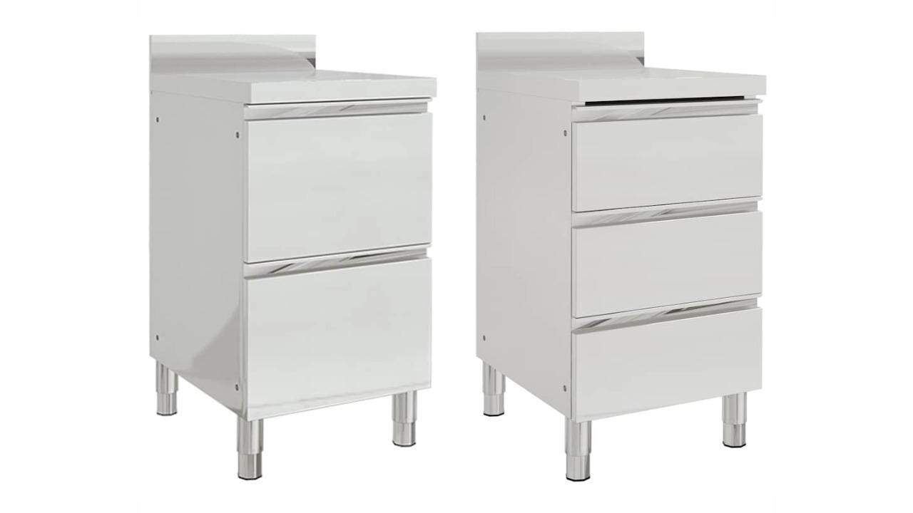 vidaXL 2 Piece Stainless Steel Commercial Kitchen Cabinet